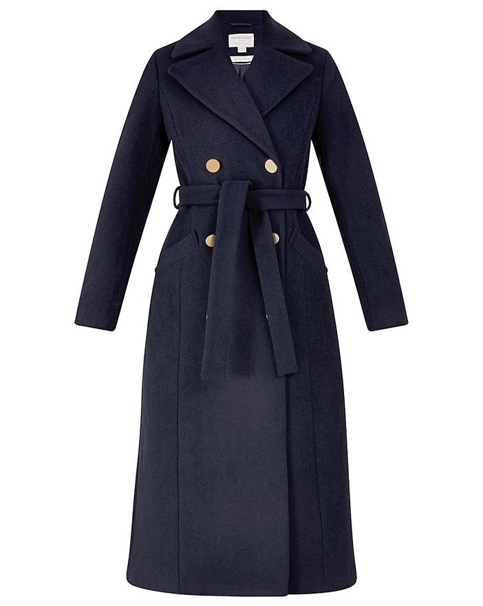 Monsoon Lola Belted Wool Trench Coat | Ambrose Wilson