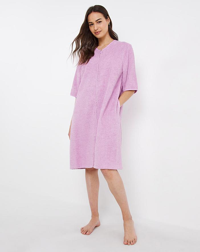 pretty secrets towelling zip gown