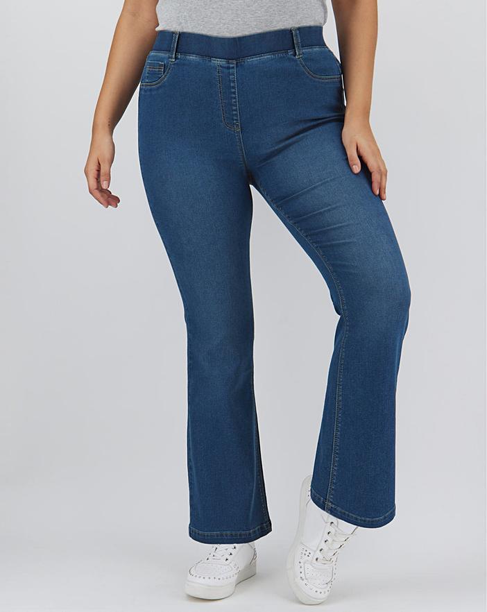 Erin Mid Blue Bootcut Jeggings | Simply Be
