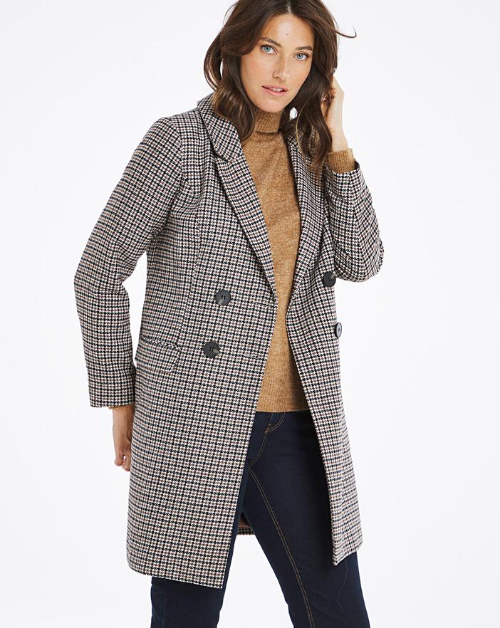 Check Double Breasted Wool Coat | Marisota
