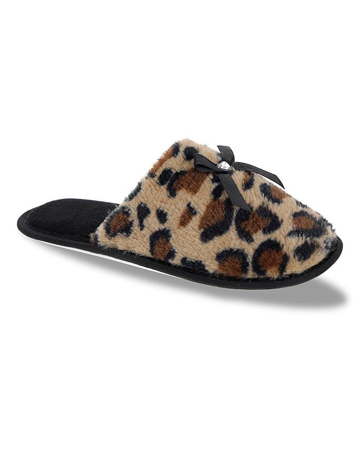 Leopard Print Mule Slippers E Fit | Oxendales