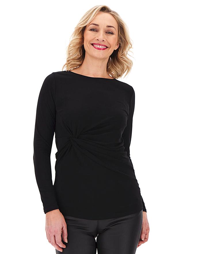 Black Twist Front Long Sleeve Top J D Williams