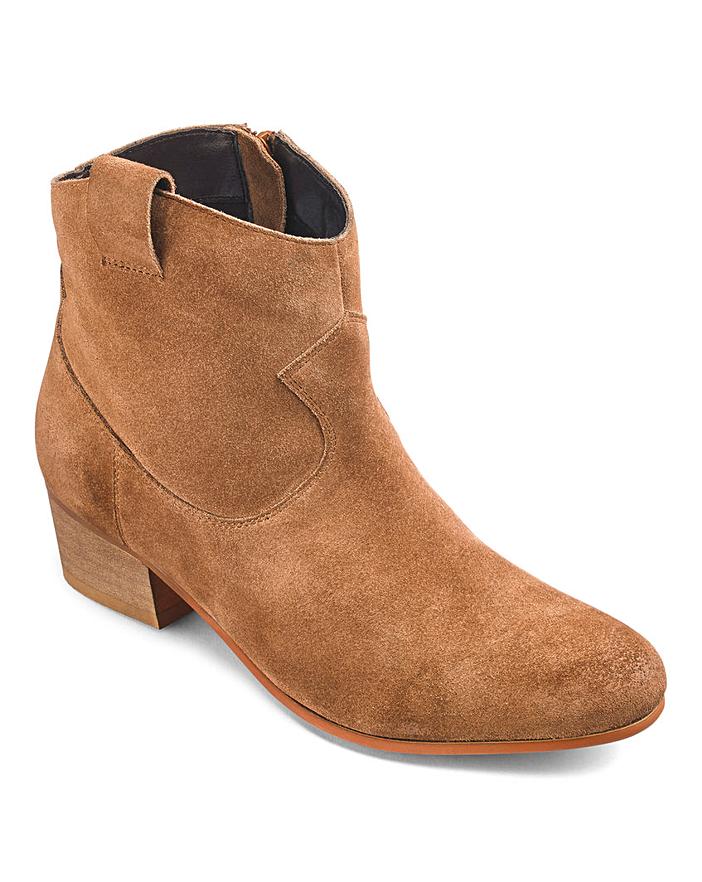 Suede Western Ankle Boots EEE Fit Crazy Clearance