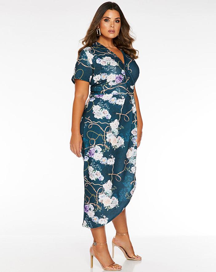 Quiz Scarf Print Wrap Midi Dress Simply Be