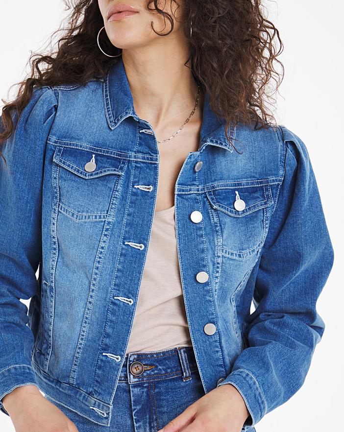 Blue Puff Sleeve Denim Jacket | J D Williams