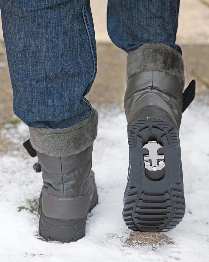 water resistant snow boots with ice grippers