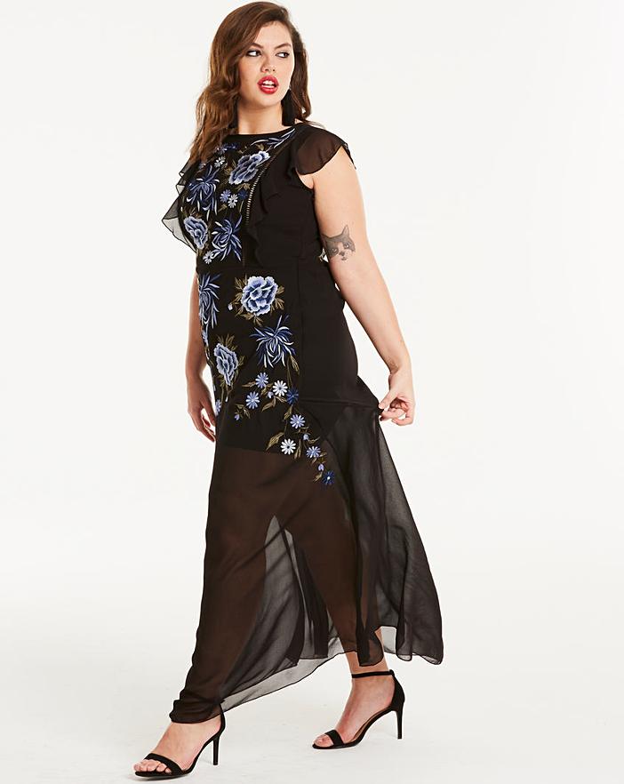 Joanna Hope Embroidered Sheer Maxi Dress | Simply Be