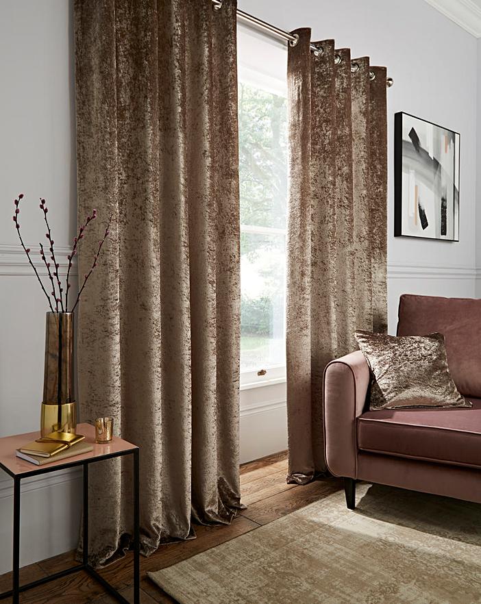 Crushed Velvet Long Eyelet Curtains Ambrose Wilson