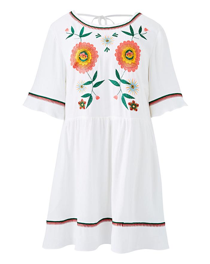 Glamorous Floral Embroidered Smock Dress | Simply Be