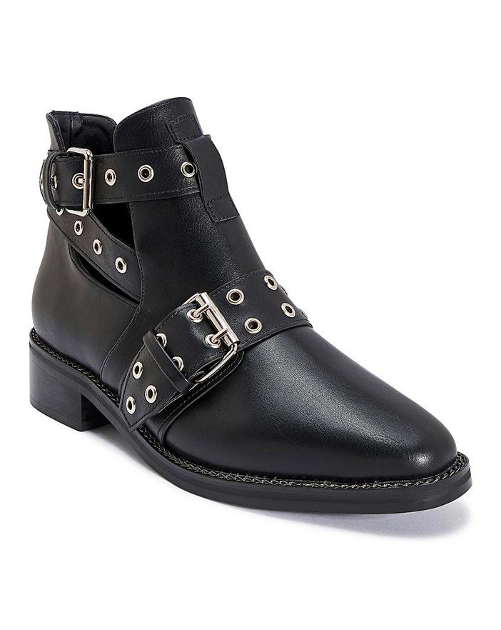 booties with buckles and cutouts