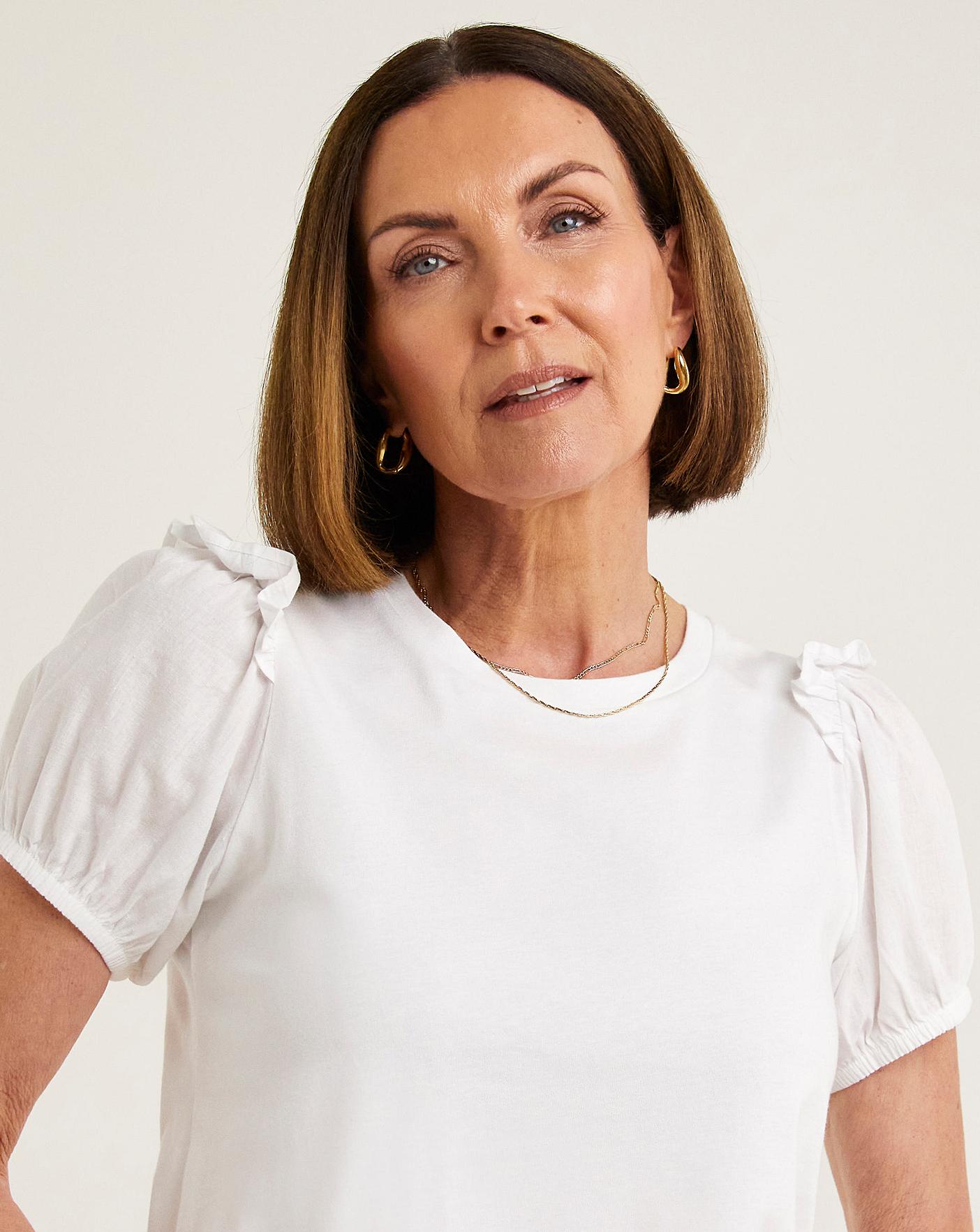 White Volume Sleeve Top J D Williams