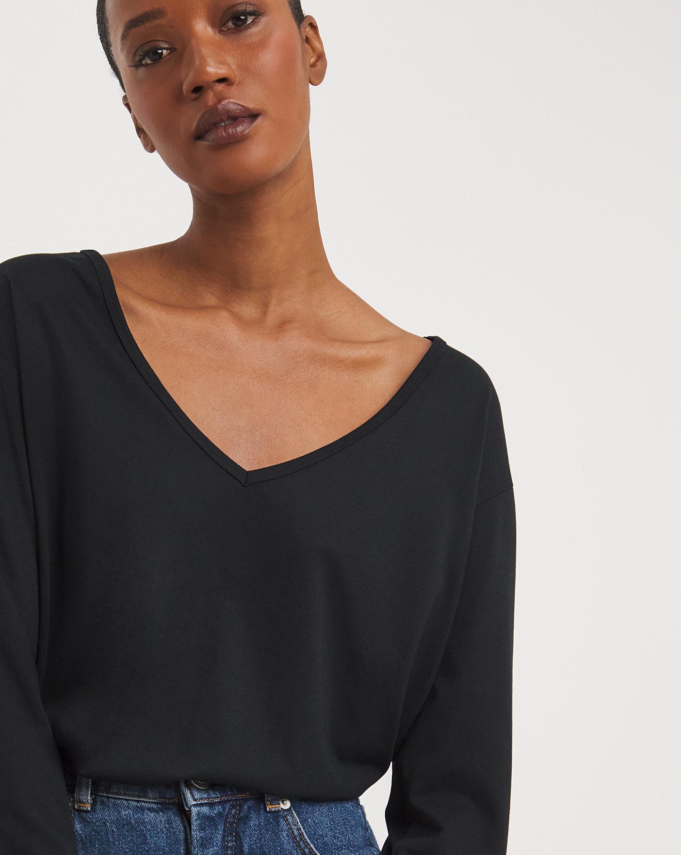 wide neck long sleeve top