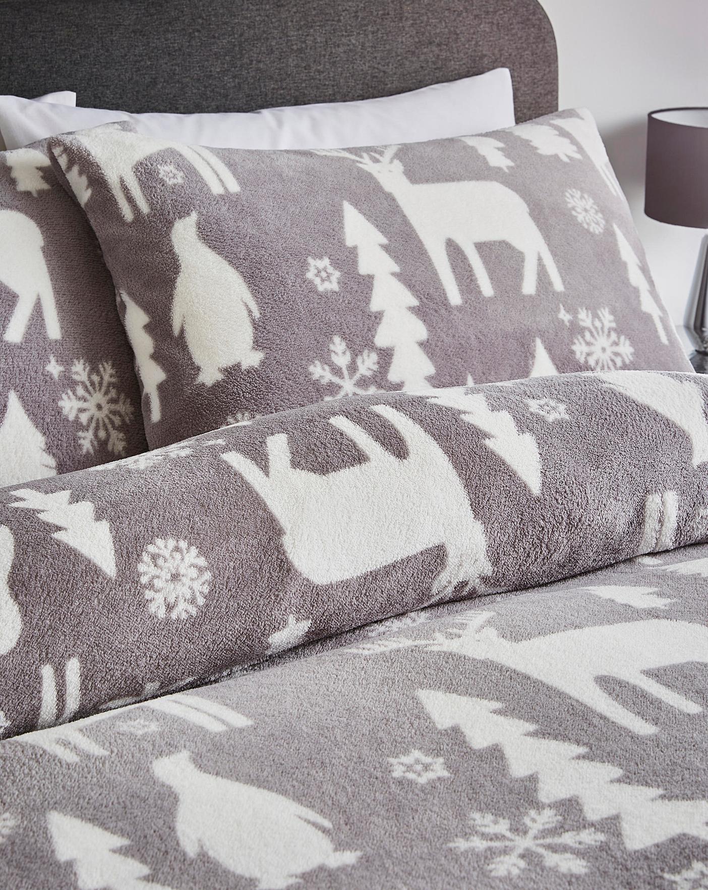 cosy penguin fleece duvet cover set