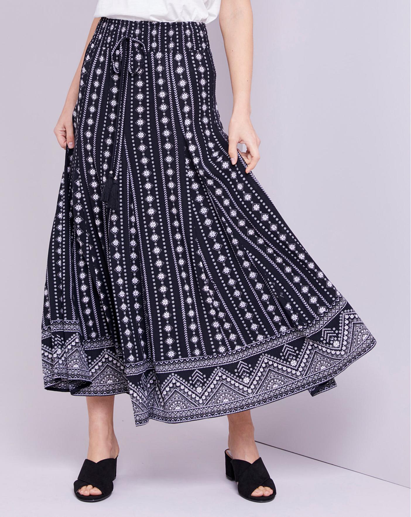 Julipa Crinkle Border Print Skirt J D Williams