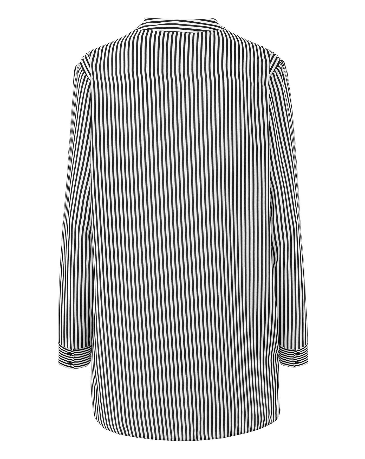 Mono Stripe Lace Detail Longline Shirt | J D Williams