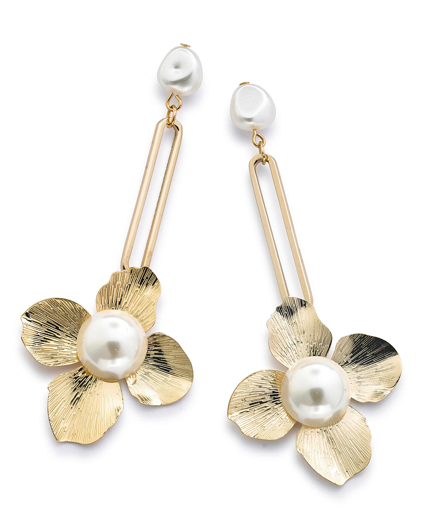 Pearl Flower Drop Earrings Pearl Flower Drop Earrings