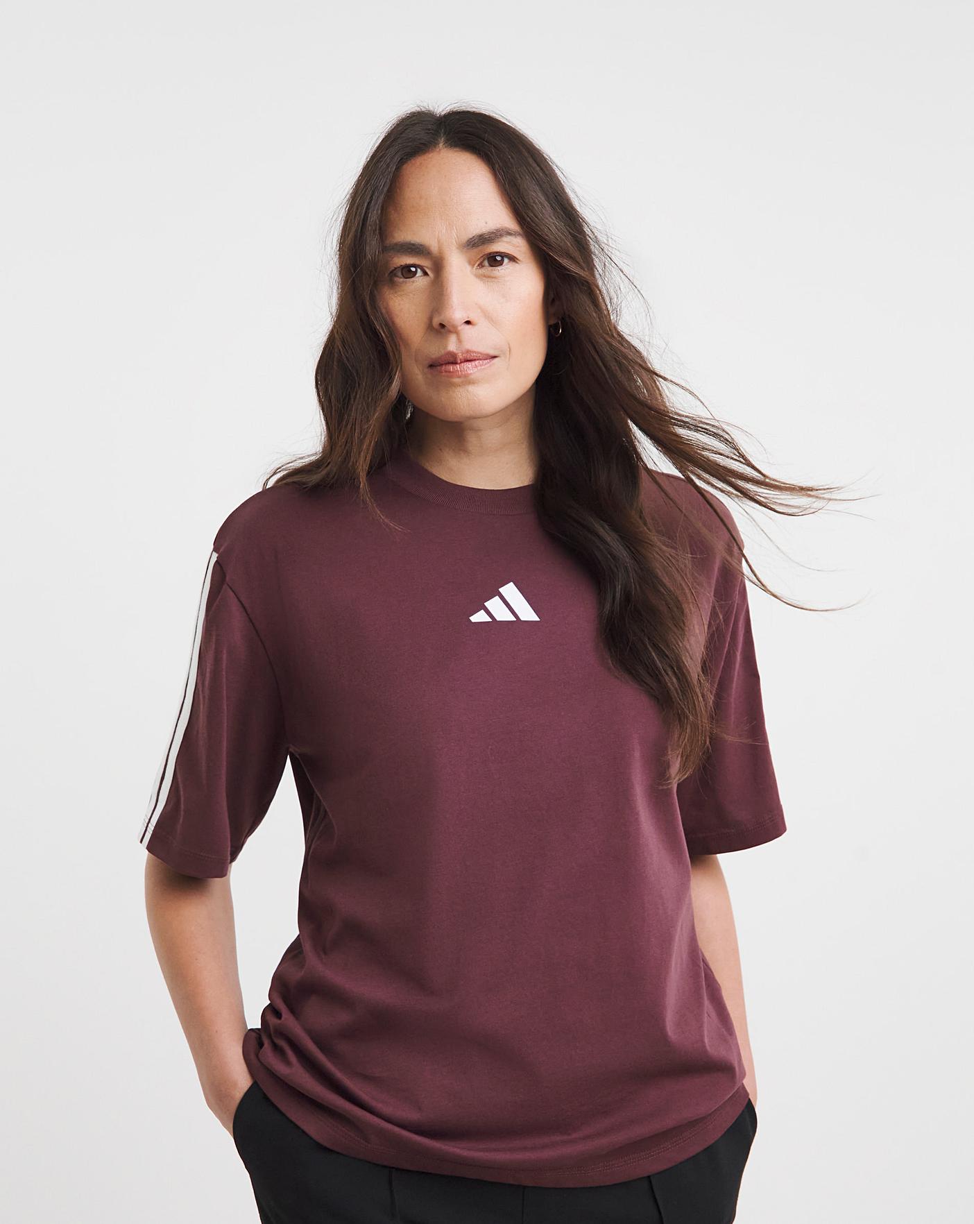 adidas 3 stripe shirt maroon