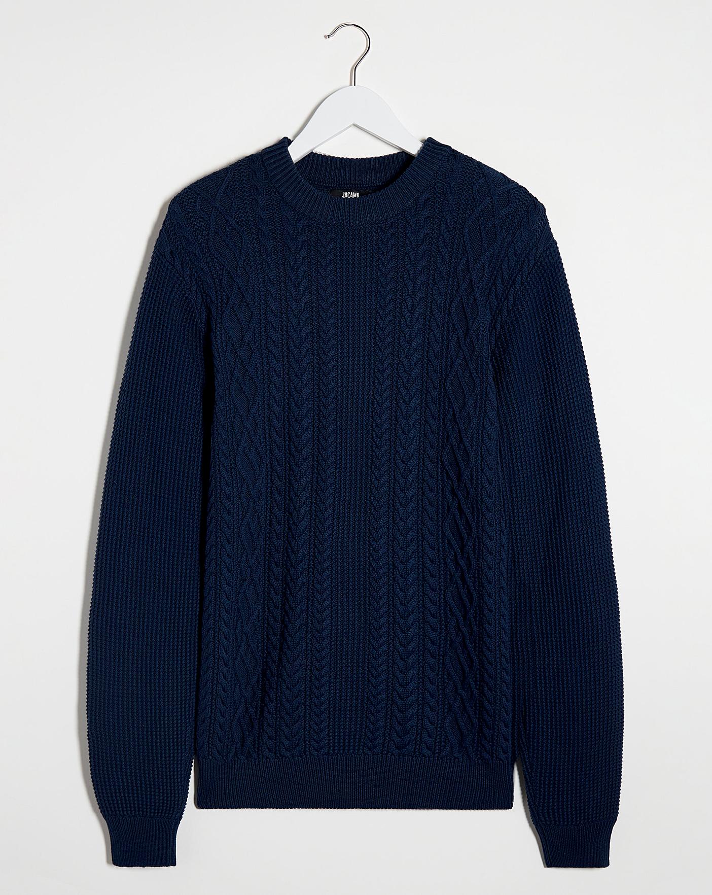 cable knit crew neck jumper