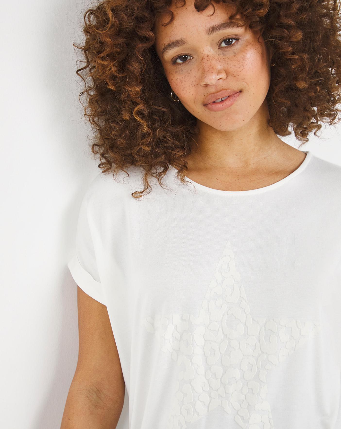 Star Flock Print Tshirt J D Williams