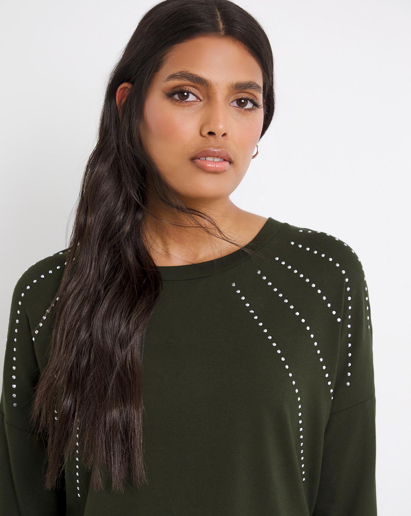 Forest Green Heat Fix Detail Top J D Williams