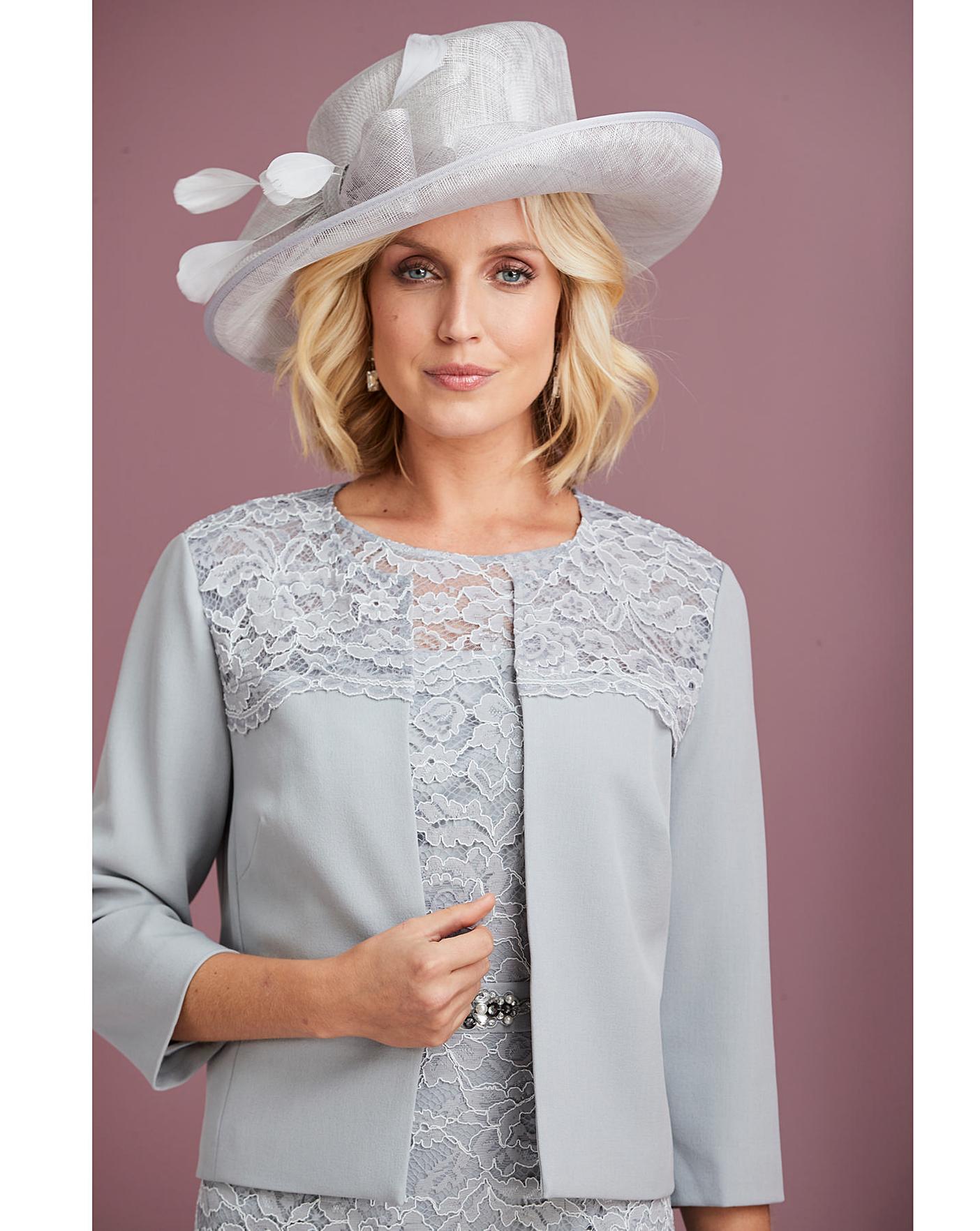 Nightingales lace dress outlet and jacket silver grey