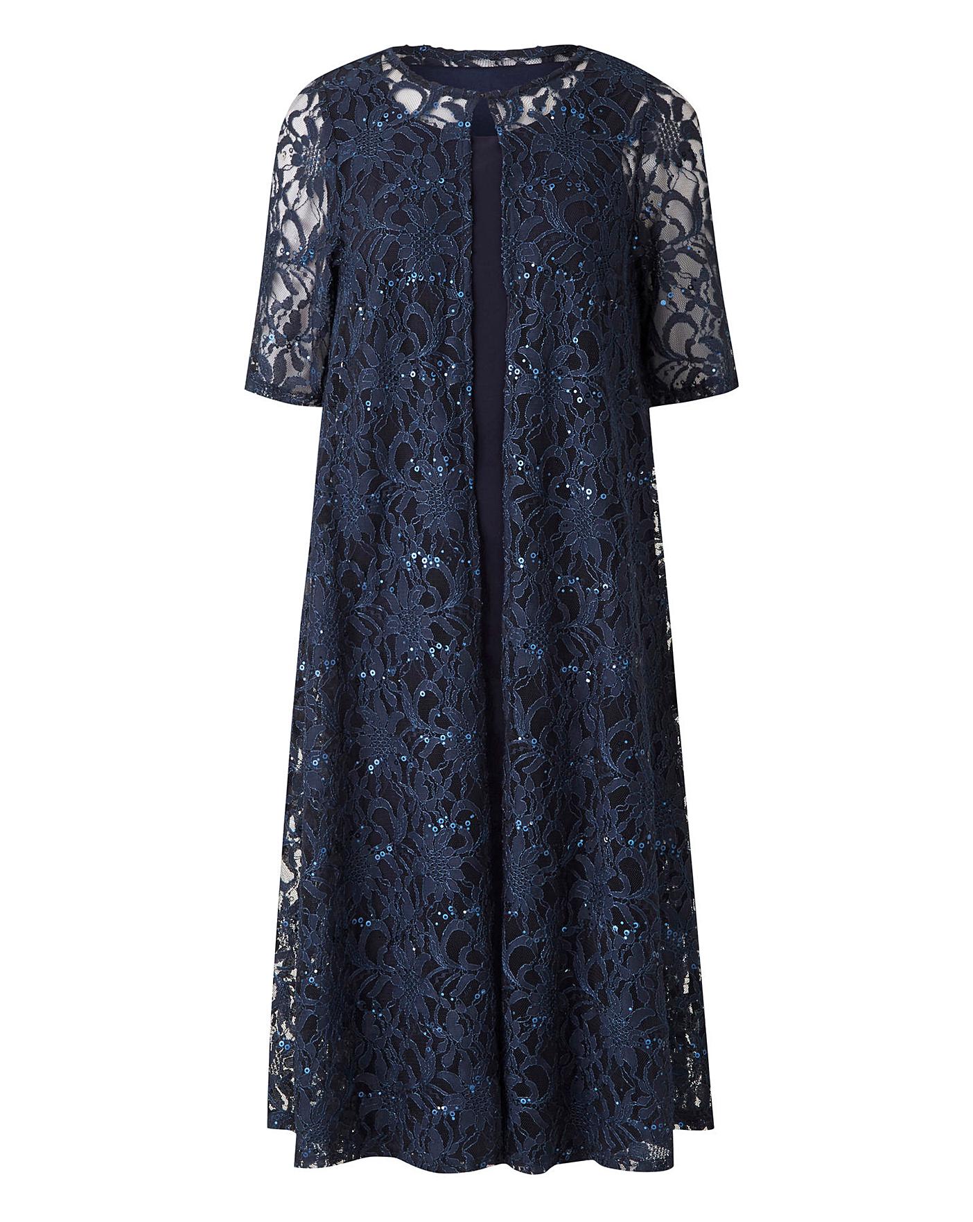 nightingales navy lace dress and jacket