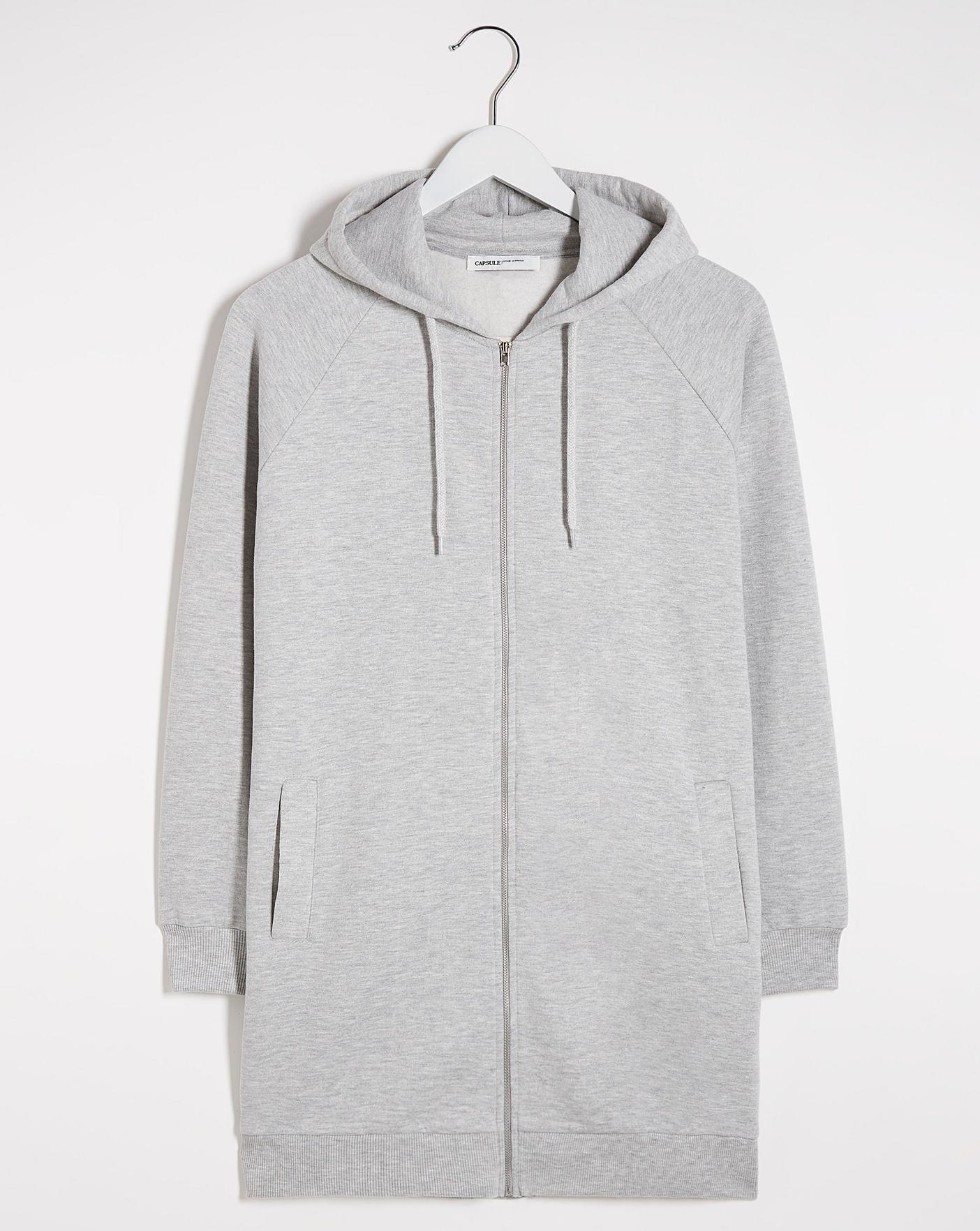 longline zip hoodie