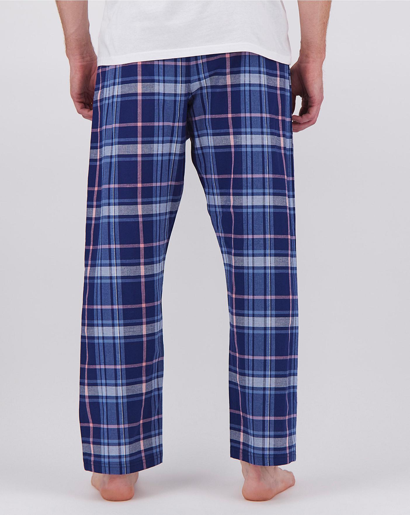 Blue/Navy 2 Pack Long Pyjama Bottoms | Jacamo