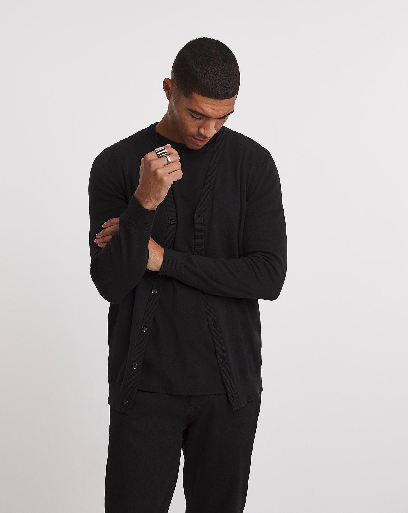 Mens black outlet cotton cardigan