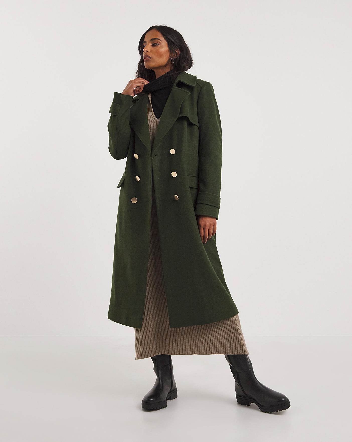 Womens khaki wool coat sale