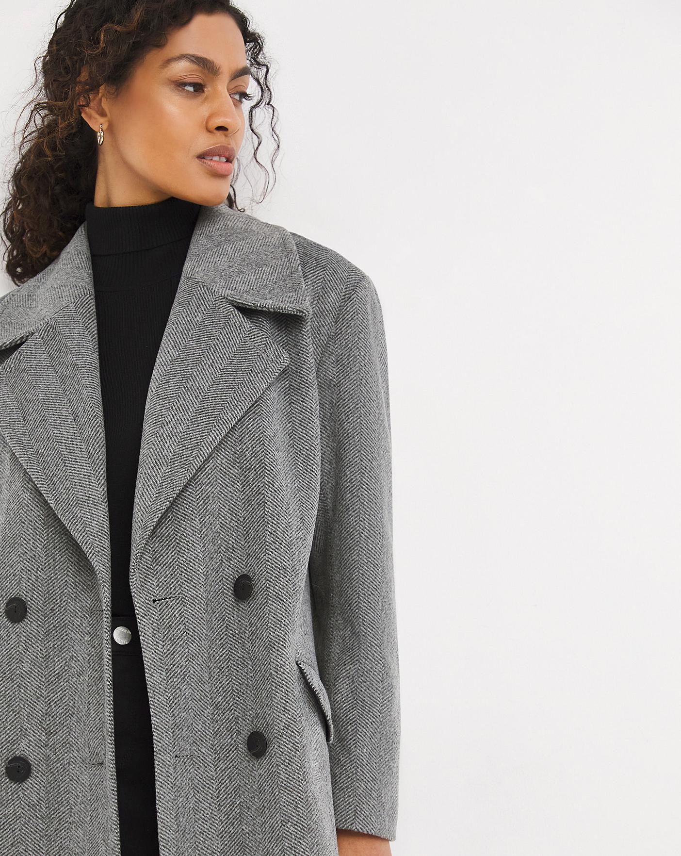 dark grey herringbone coat