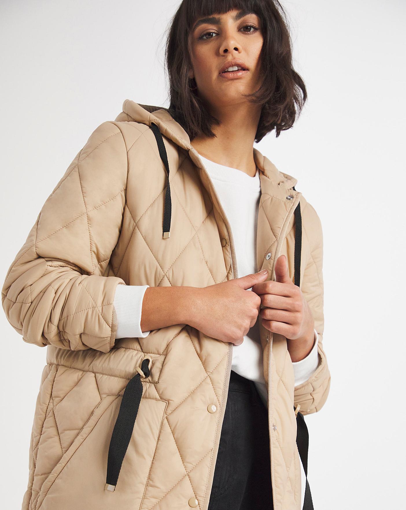 camel quilted coat