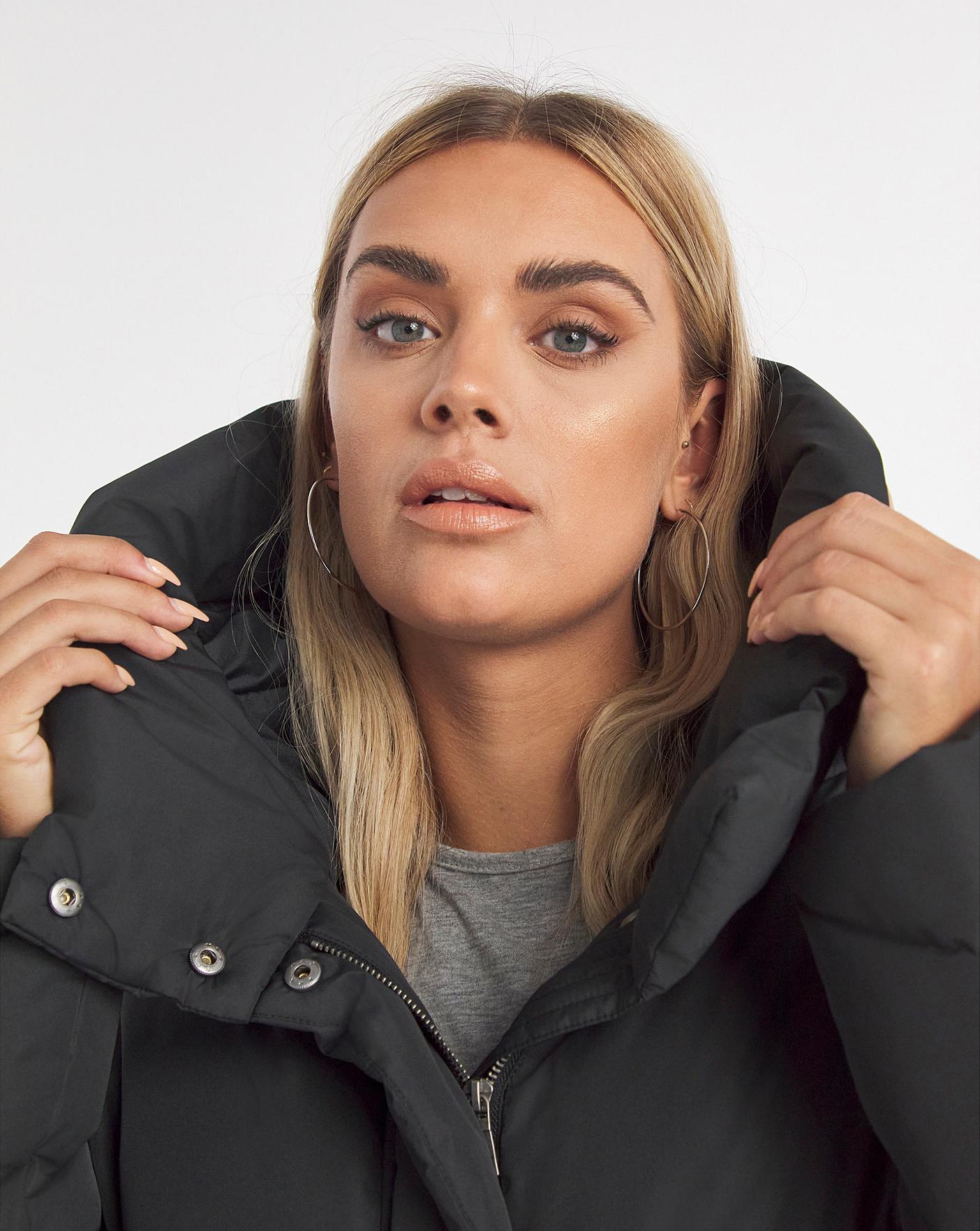 black long padded duvet coat