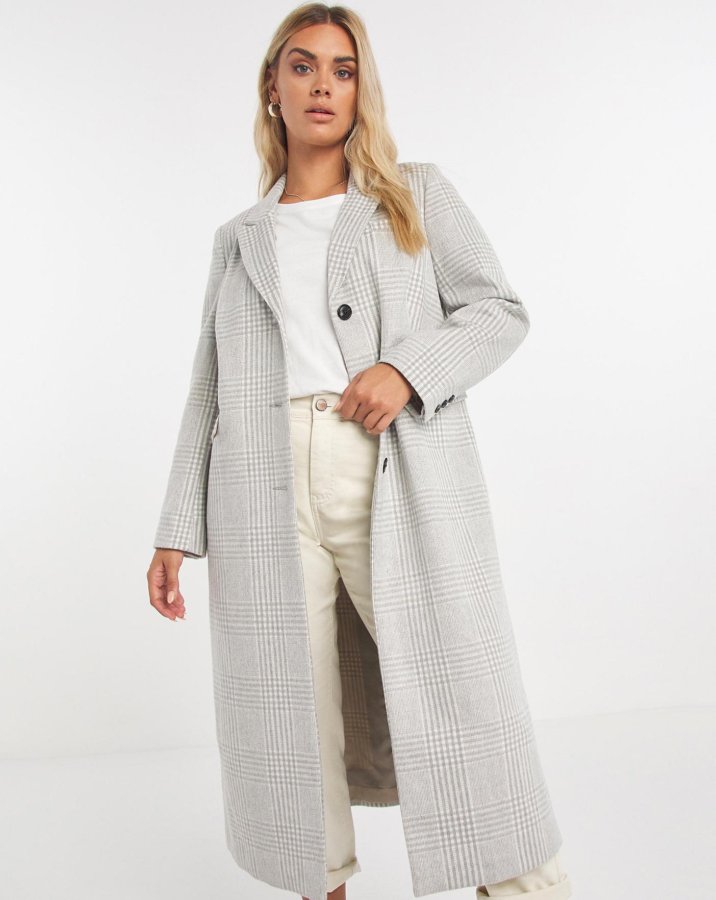 grey checked coat