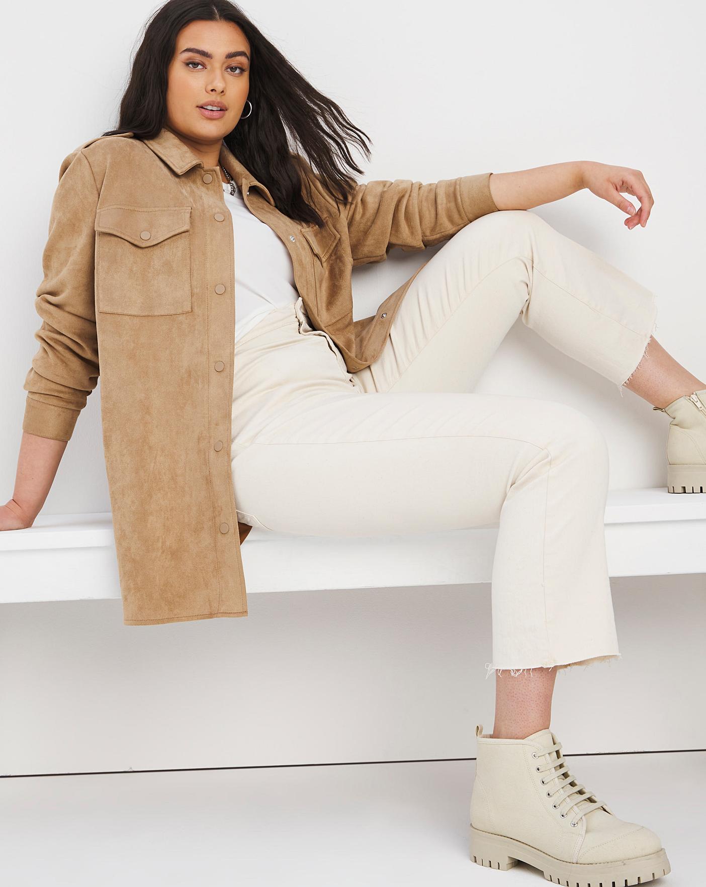 tan shacket outfit
