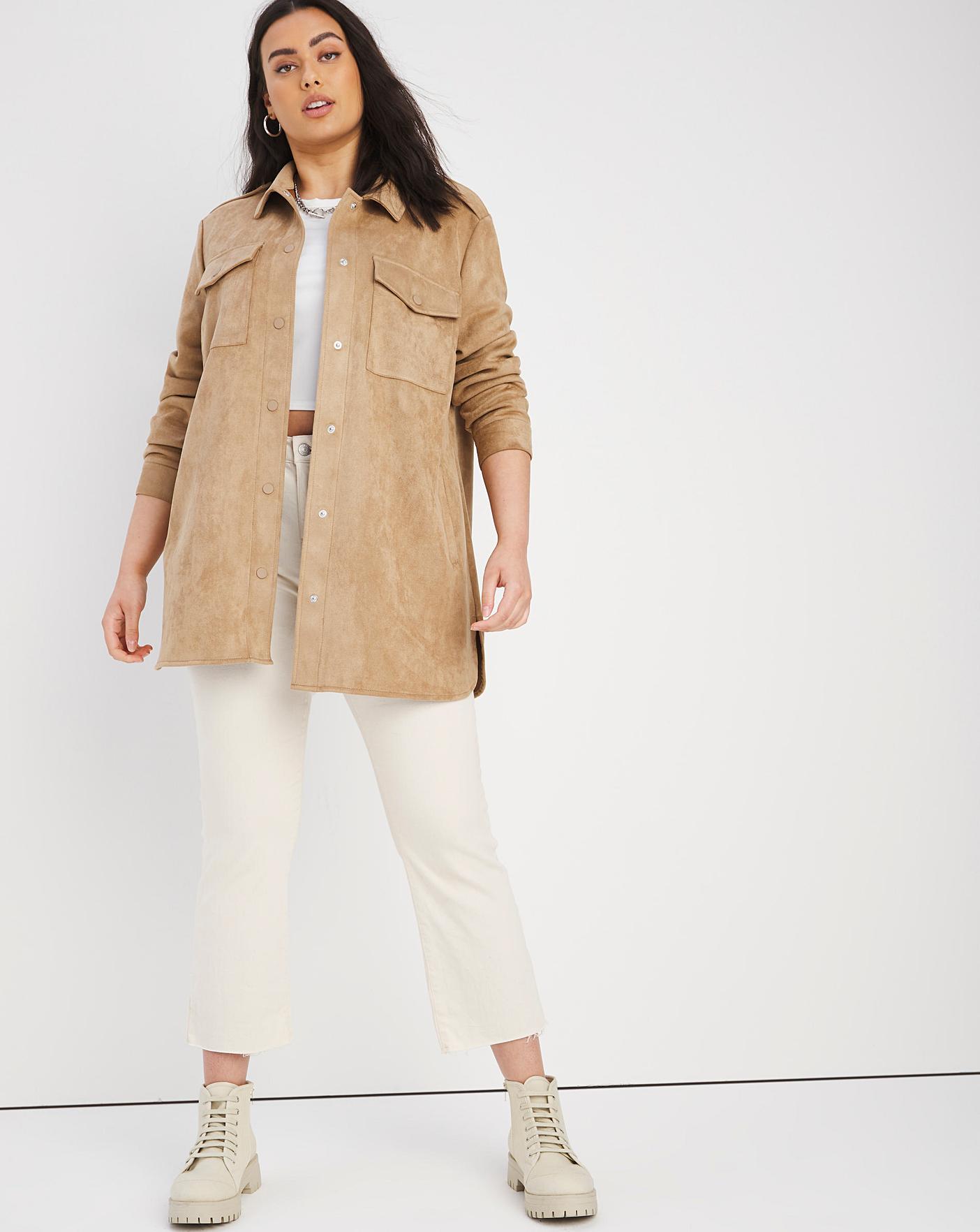 tan shacket outfit