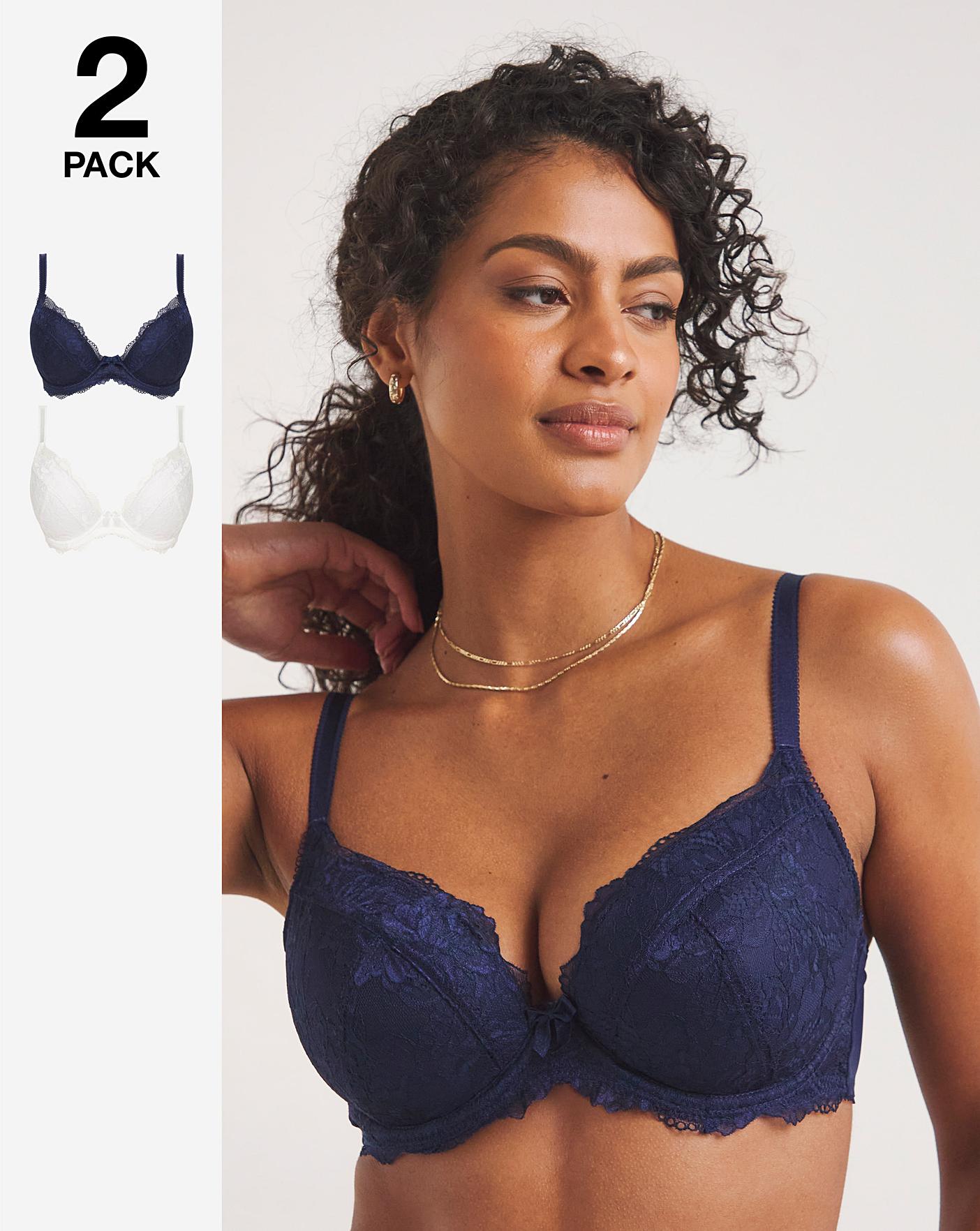 Simply Be + Pretty Secrets Ella Lace 2 Pack Padded Plunge Wired Bras