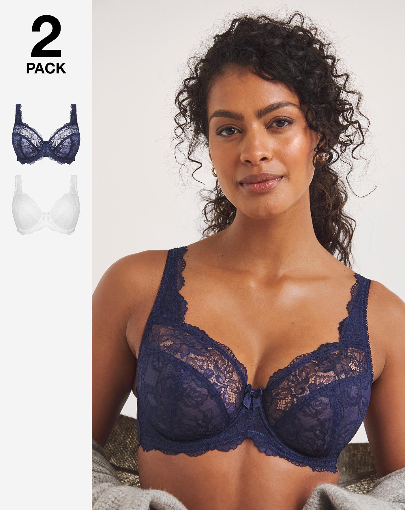 Pretty Secrets 2 Pack Full Cup Wired Bras Black/White Size UK 38D