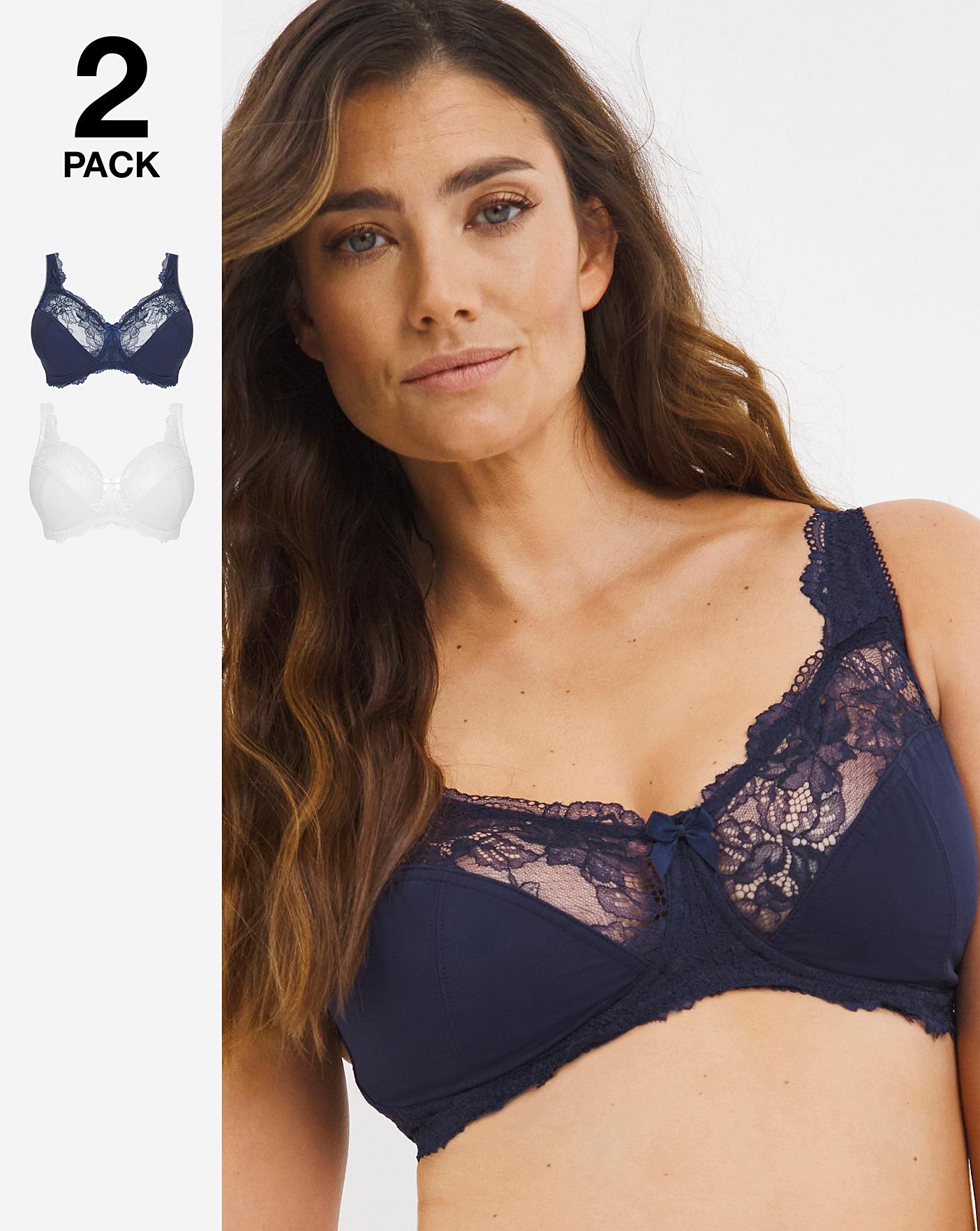 2 Pack Ella Lace Non Wired Full Cup Bras Ambrose Wilson 4639