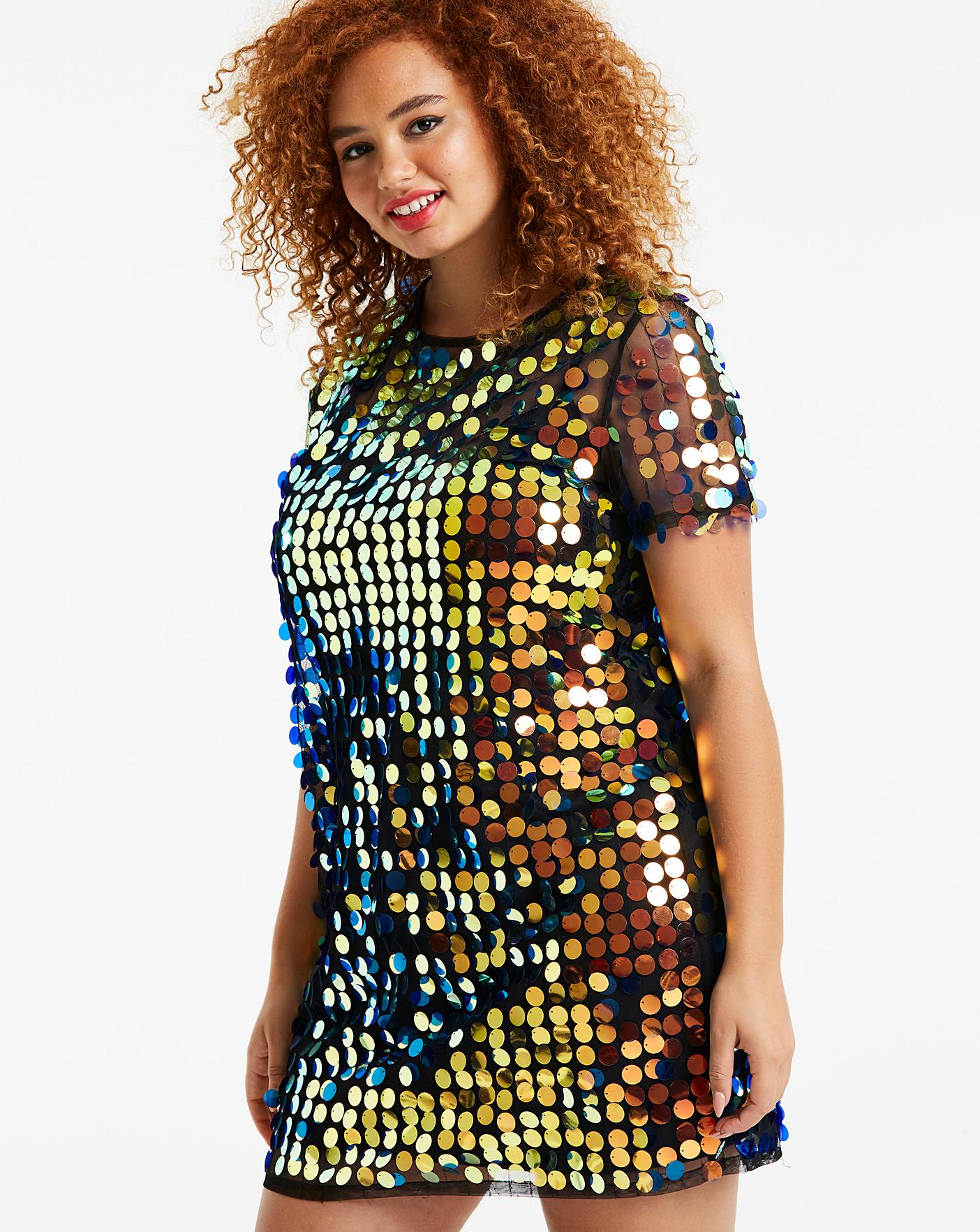 Ombre Sequin Shift Dress | Simply Be