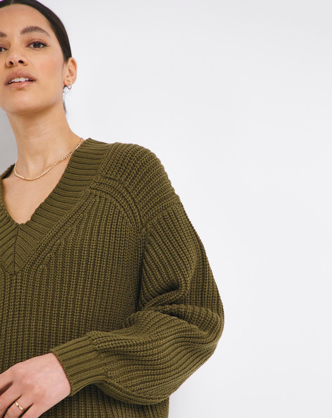 V neck knitted jumper sale