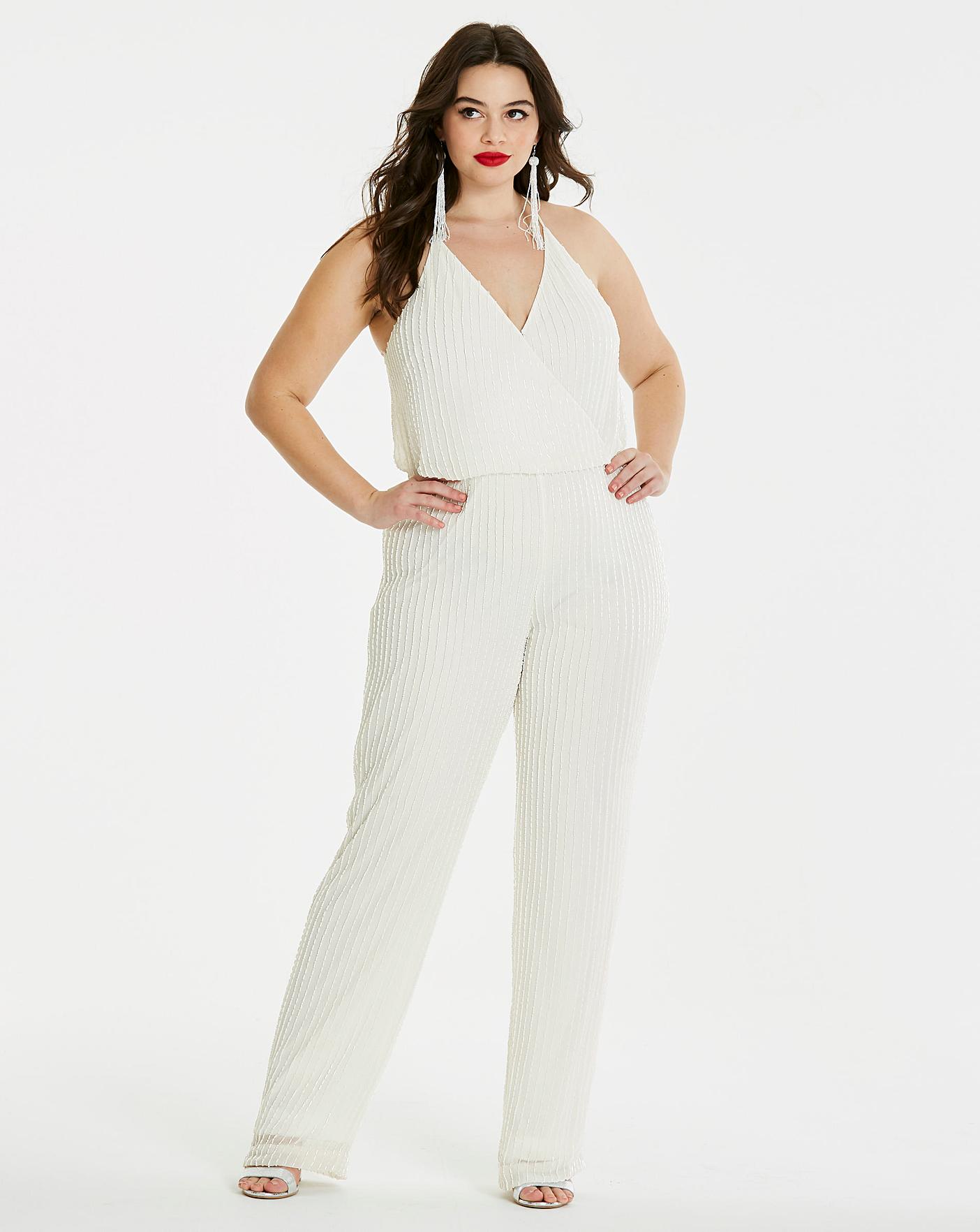 white beaded jumpsuit