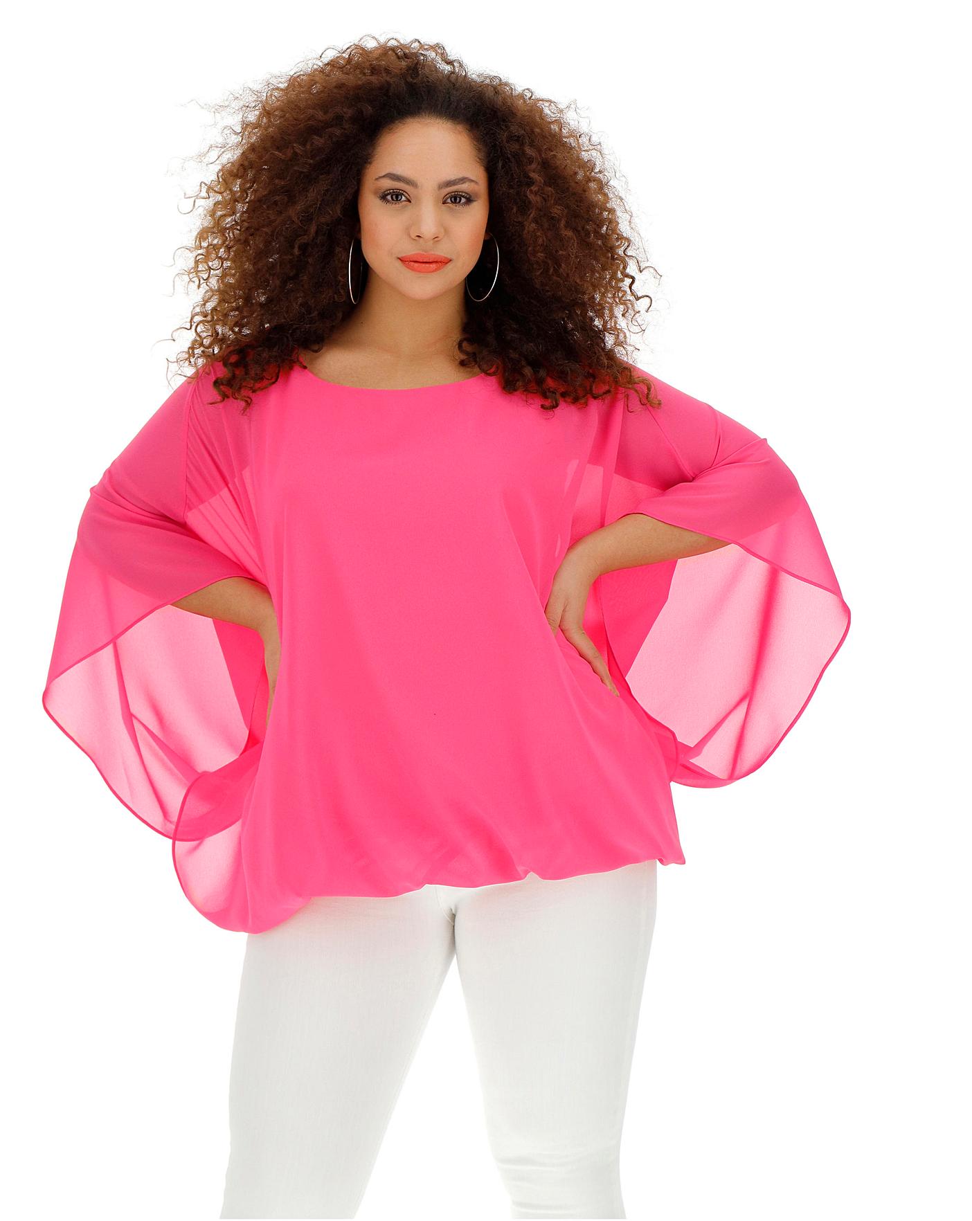 Capsule Women's Pink Smart Bubble Hem Overlay Blouse, Size: 10