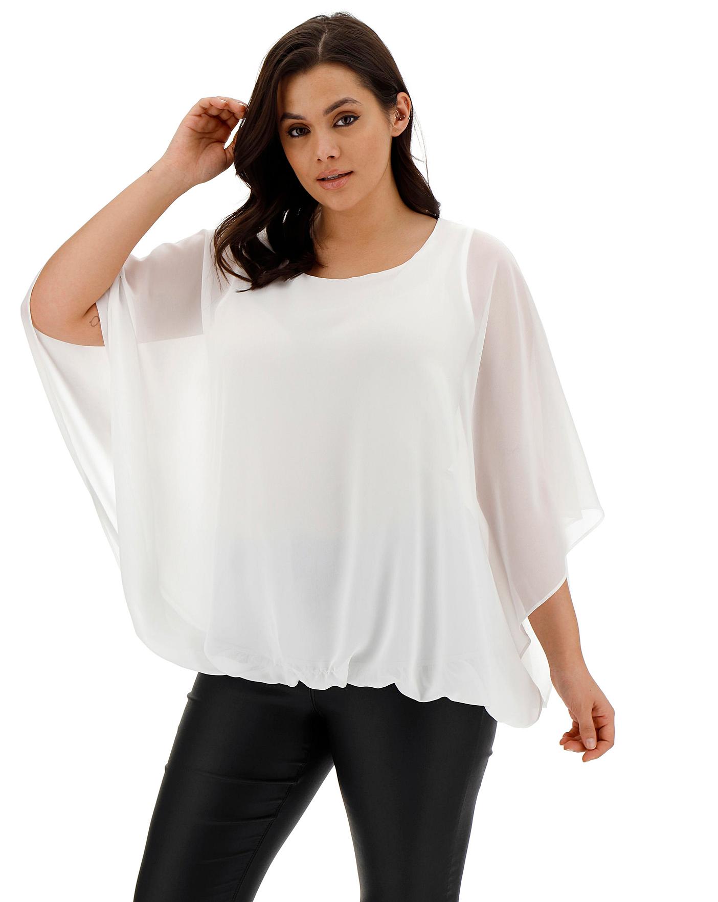 chiffon bubble hem tops