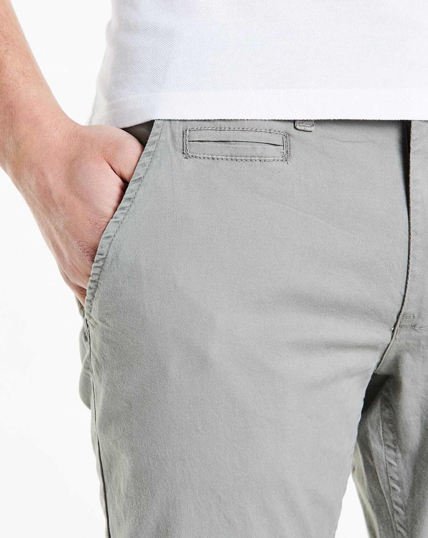 Light Grey Stretch Tapered Chino 29in Jacamo
