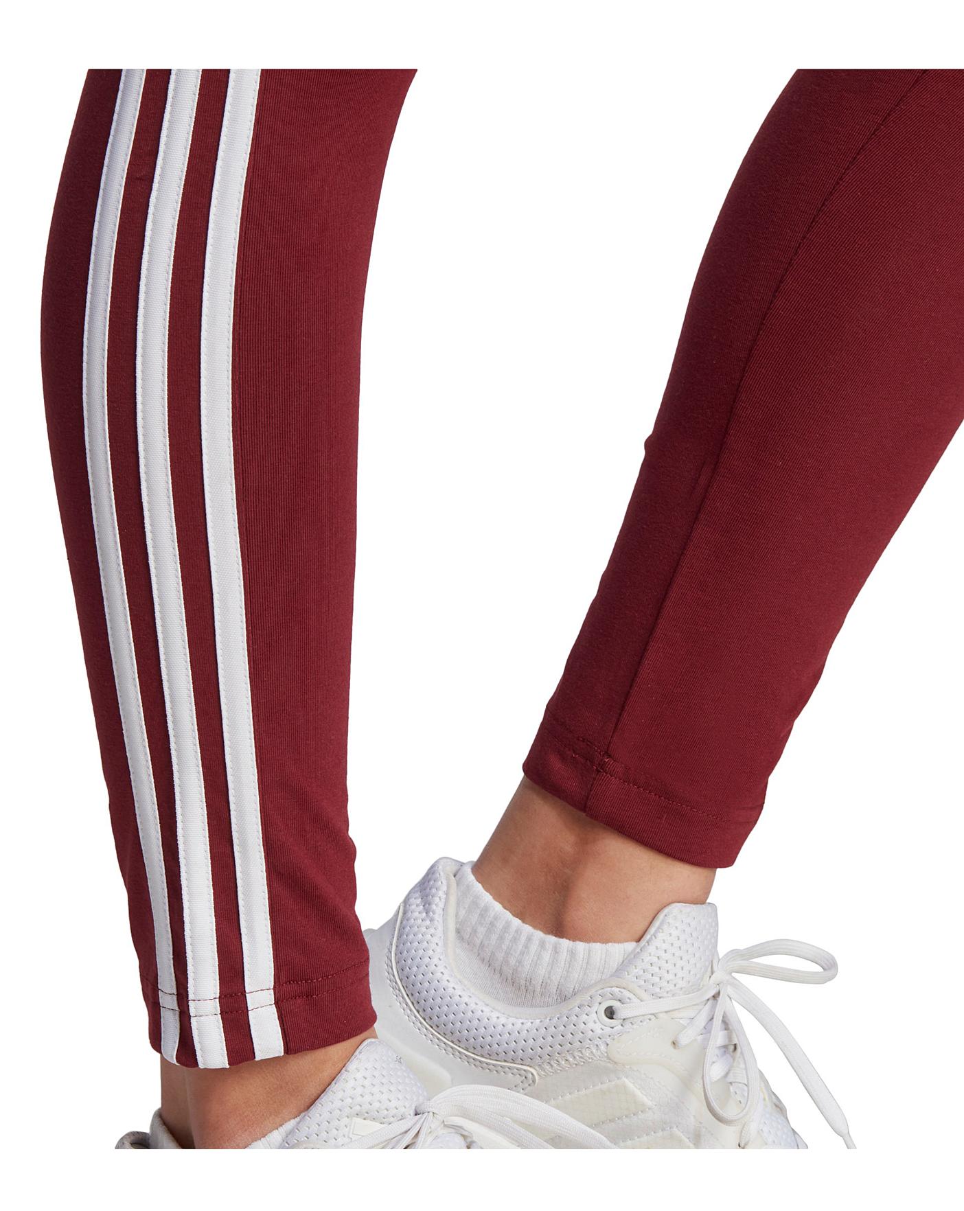 Adidas 3 stripe outlet leggings maroon