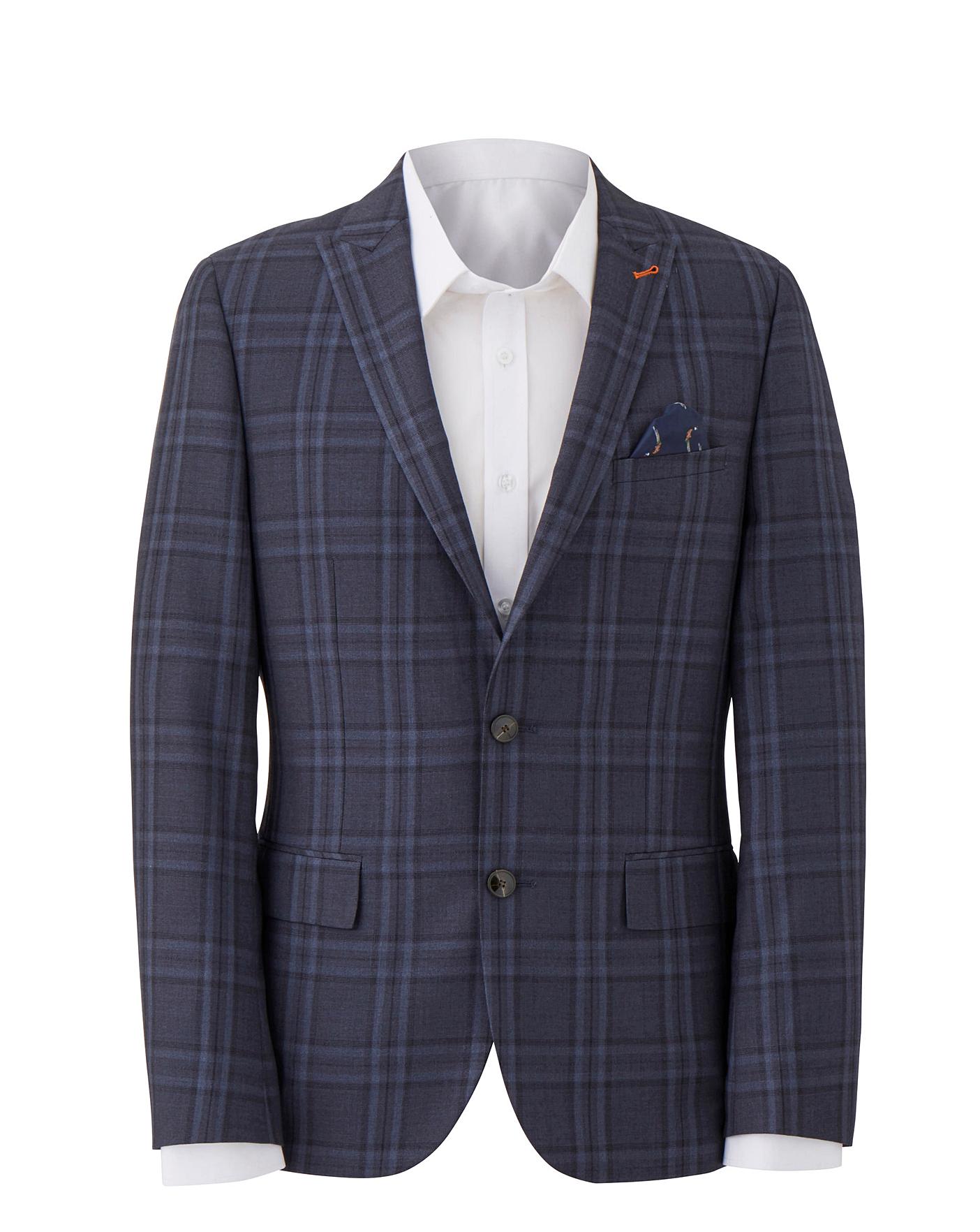 blue checked coat suit