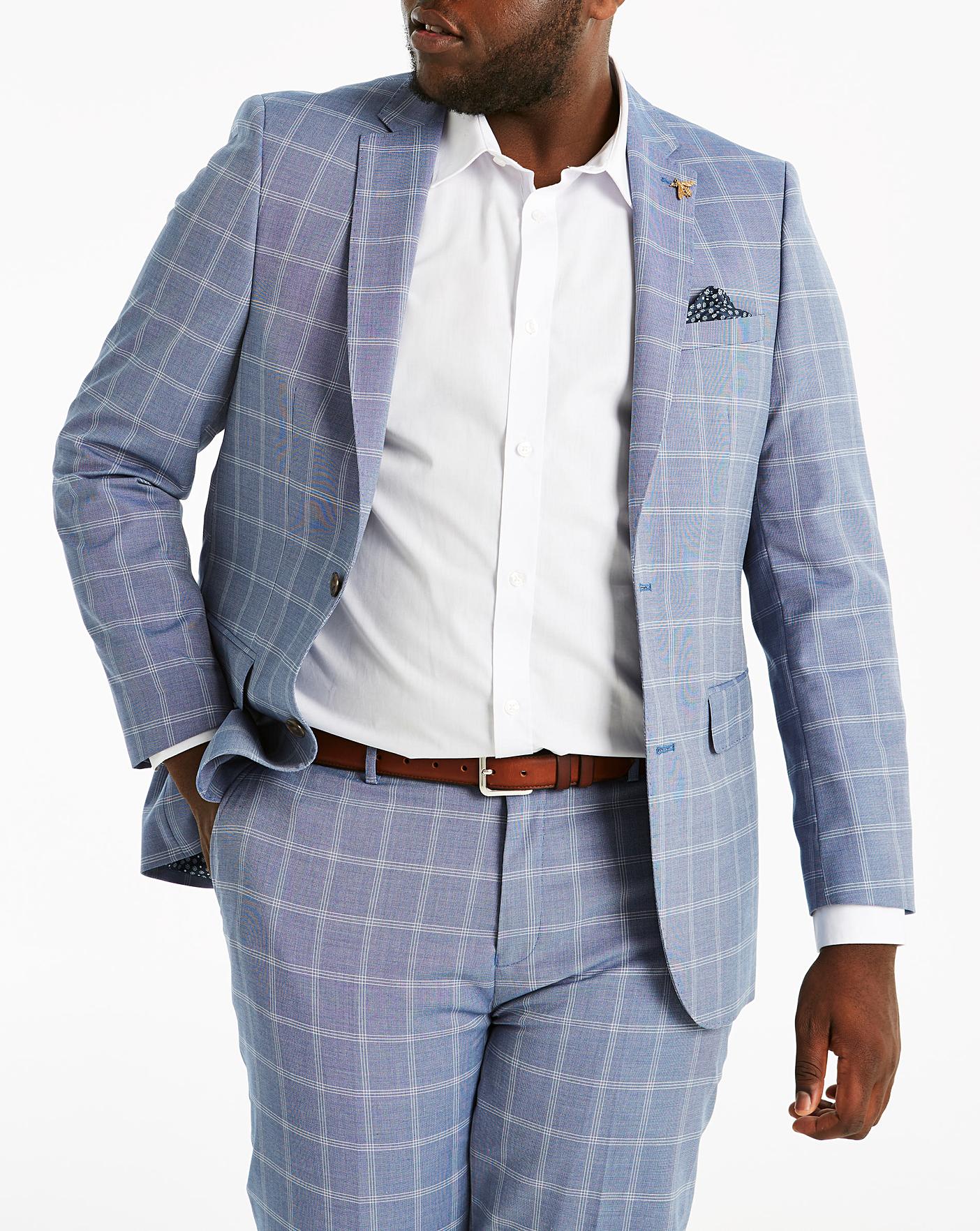 blue checkered suit jacket