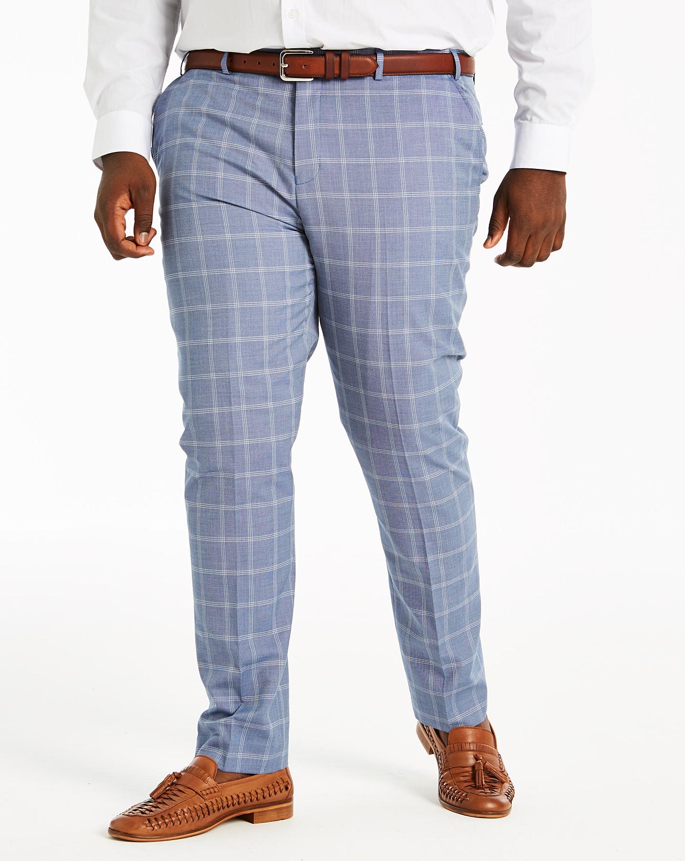 blue check suit trousers