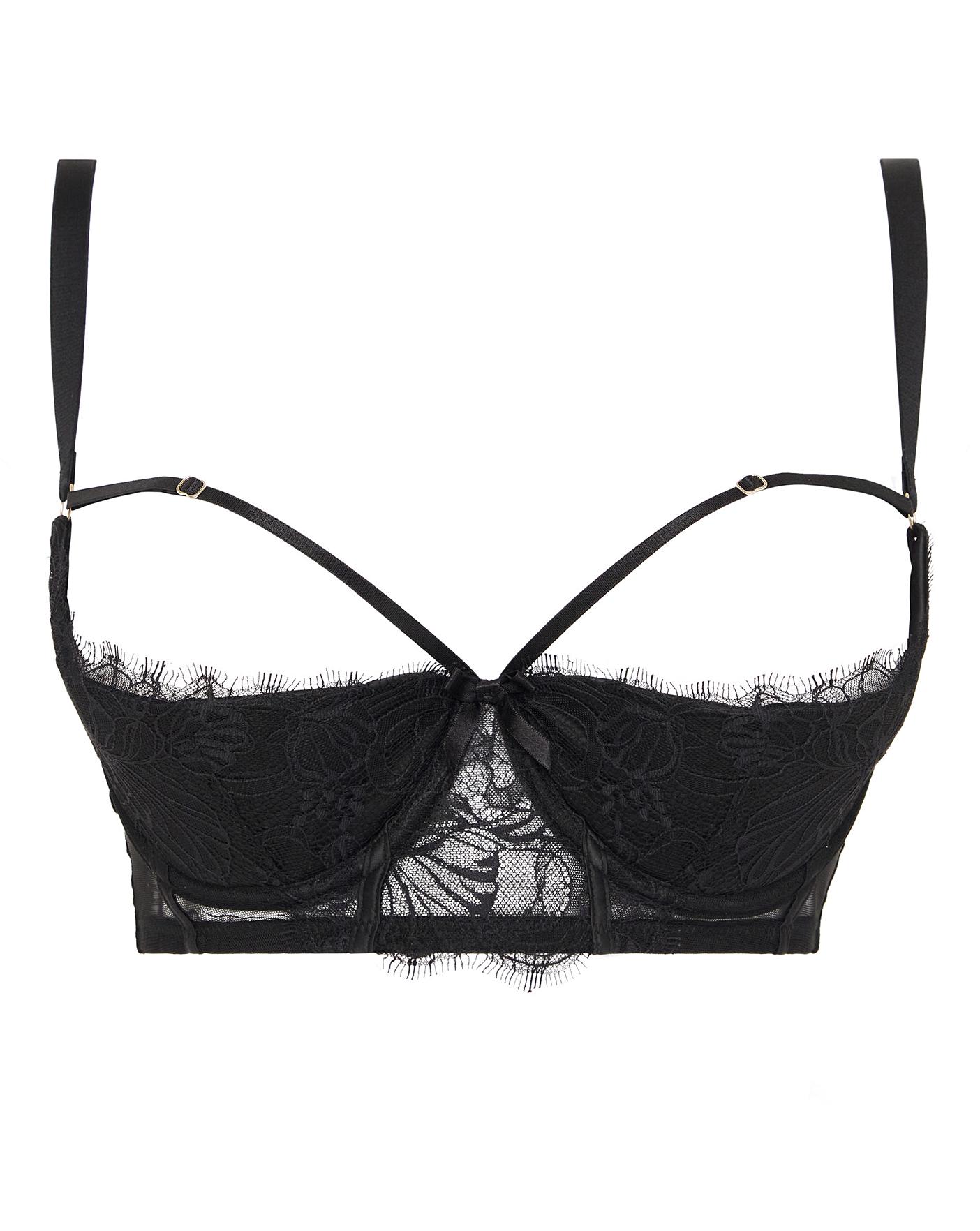 Fallon Black Quarter Cup Lace Balconette Bra – Playful Promises